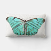 かわいらしくエレガントなターコイズの蝶枕 ランバークッション (裏面)