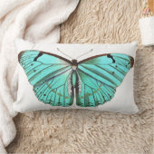 かわいらしくエレガントなターコイズの蝶枕 ランバークッション (ブランケット)