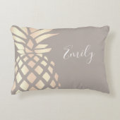 かわいらしくエレガントな銅のばら色の金ゴールドのパイナップル及び灰色 アクセントクッション (正面)