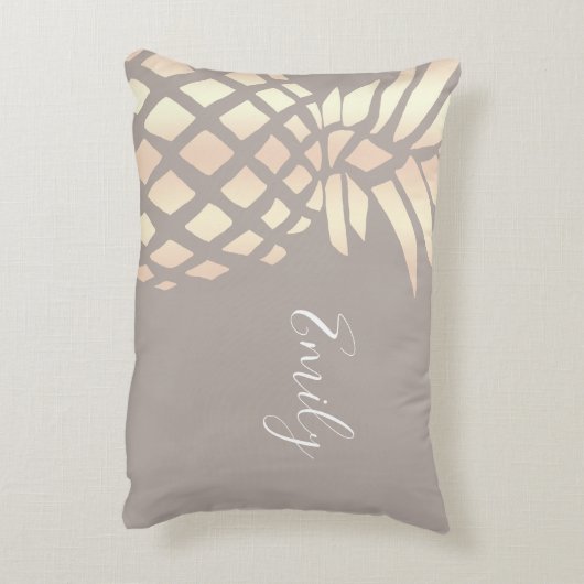 かわいらしくエレガントな銅のばら色の金ゴールドのパイナップル及び灰色 アクセントクッション (裏面(縦))