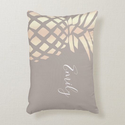 かわいらしくエレガントな銅のばら色の金ゴールドのパイナップル及び灰色 アクセントクッション (正面(垂直))