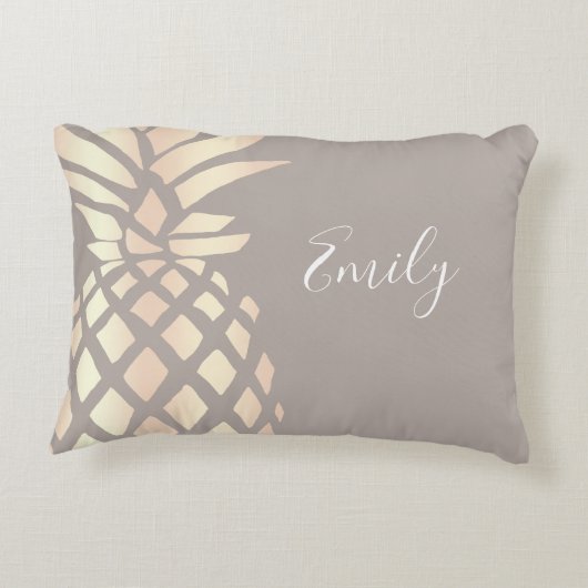 かわいらしくエレガントな銅のばら色の金ゴールドのパイナップル及び灰色 アクセントクッション (裏面)