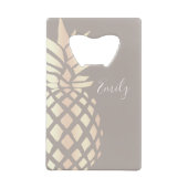 かわいらしくエレガントな銅のばら色の金ゴールドのパイナップル及び灰色 クレジットカード栓抜き (裏面)