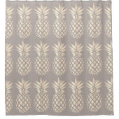 かわいらしくエレガントな銅のばら色の金ゴールドのパイナップル及び灰色 シャワーカーテン (正面)