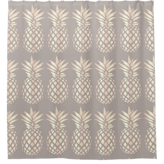 かわいらしくエレガントな銅のばら色の金ゴールドのパイナップル及び灰色 シャワーカーテン (正面)
