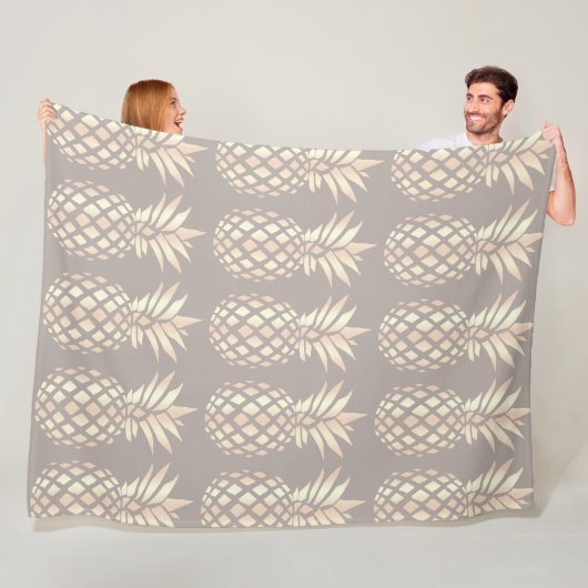 かわいらしくエレガントな銅のばら色の金ゴールドのパイナップル及び灰色 フリースブランケット (インサイチュ)