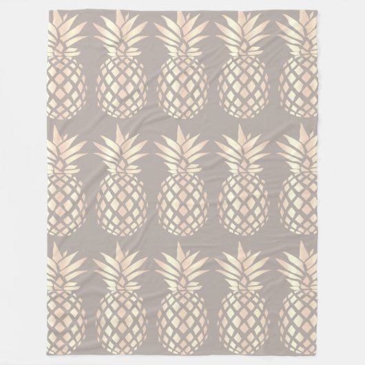 かわいらしくエレガントな銅のばら色の金ゴールドのパイナップル及び灰色 フリースブランケット (正面)