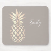 かわいらしくエレガントな銅のばら色の金ゴールドのパイナップル及び灰色 マウスパッド (正面)