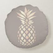 かわいらしくエレガントな銅のばら色の金ゴールドのパイナップル及び灰色 ラウンドクッション (裏面)