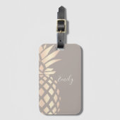 かわいらしくエレガントな銅のばら色の金ゴールドのパイナップル及び灰色 ラゲッジタグ (正面縦)
