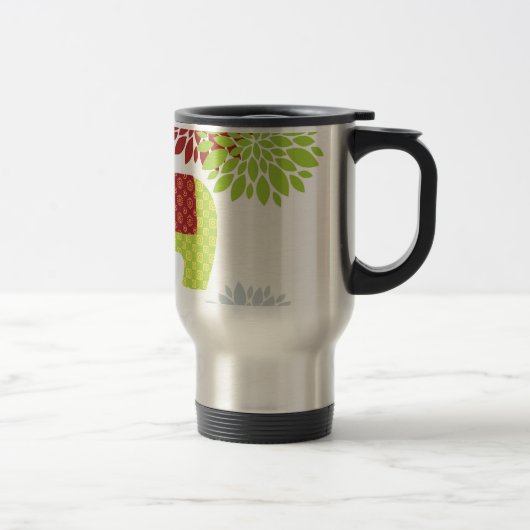 かわいらしくカラフルなヒッピー象のフラワーパワー トラベルマグ (右)