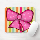 かわいらしくカラフルな弓およびストライプの女の子らしいマウスパッド マウスパッド (マウス)