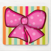 かわいらしくカラフルな弓およびストライプの女の子らしいマウスパッド