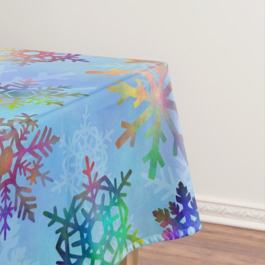 かわいらしくカラフルな雪片のクリスマスパターン テーブルクロス (インサイチュ)