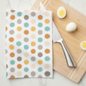 かわいらしくガーリーで数々のな色の水玉模様のオレンジ青 キッチンタオル (四つ折り)