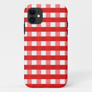 かわいらしくシックで赤いギンガムによって点検される生地パターン iPhone 11 ケース