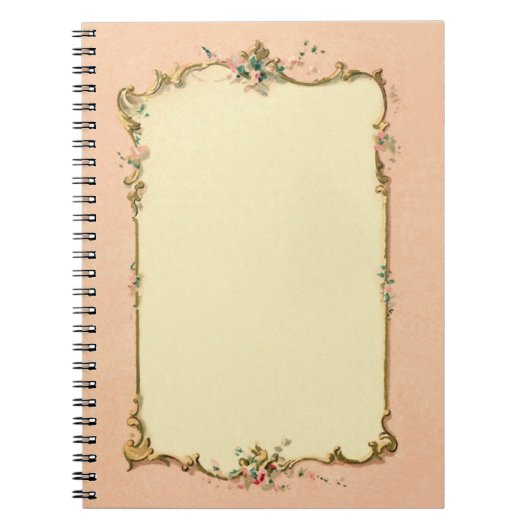 かわいらしくシックなヴィンテージのフランスのな白ページのボーダー ノートブック (正面)