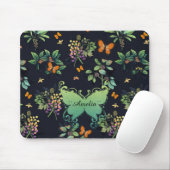 かわいらしくパーソナライズで暗い花の蝶パターン マウスパッド (マウス)