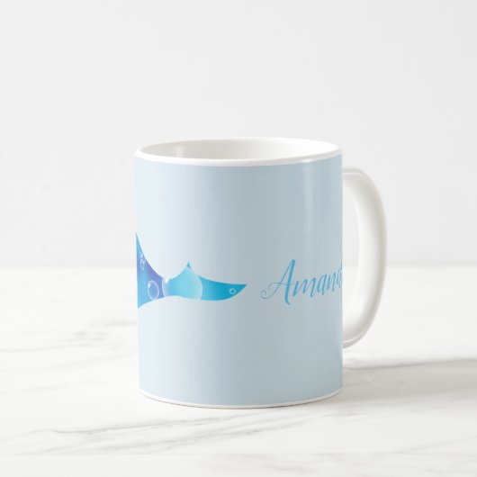 かわいらしくパーソナライズなシロナガスクジラ コーヒーマグカップ (正面右)