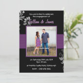 かわいらしくパーソナライズな写真の婚約パーティ 招待状 (スタンド正面)