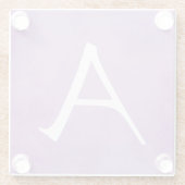 かわいらしくパーソナライズな紫色のモノグラム ガラスコースター (裏面)