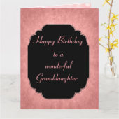 かわいらしくモダンなピンクのハッピーバースデーの孫娘 カード (黄色い花)