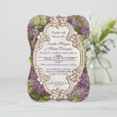 かわいらしくモダンなヴィンテージのブライダルシャワーの薄紫の花柄 招待状 (スタンド正面)