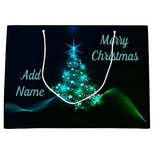 かわいらしく名前入りなクリスマスのギフトバッグ ラージペーパーバッグ (正面)