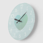 かわいらしく大きいハートのミントの水彩画は一流の時計を加えます ラージ壁時計 (傾斜)