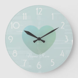 かわいらしく大きいハートのミントの水彩画は一流の時計を加えます ラージ壁時計