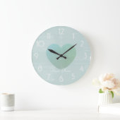 かわいらしく大きいハートのミントの水彩画は一流の時計を加えます ラージ壁時計 (ホーム)