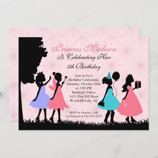 かわいらしく小さいプリンセスの誕生日のパーティの招待状 招待状 (正面/裏面)
