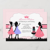 かわいらしく小さいプリンセスの誕生日のパーティの招待状 招待状 (正面/裏面)