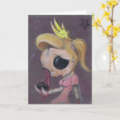 かわいらしく小さい人形の挨拶状 カード (黄色い花)