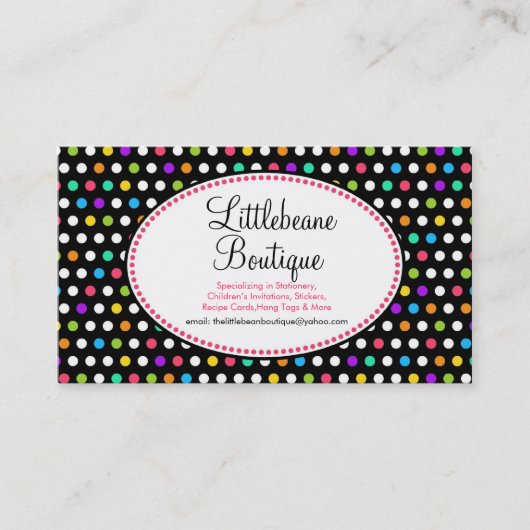 かわいらしく小さい水玉模様ビジネステレホンカード 名刺 (正面)