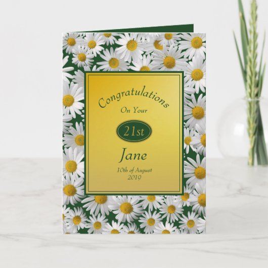 かわいらしく明るいデイジーのお祝いの誕生日 カード (正面)