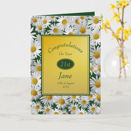 かわいらしく明るいデイジーのお祝いの誕生日 カード (黄色い花)