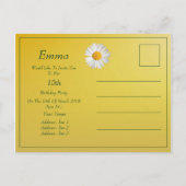 かわいらしく明るいデイジーの誕生日のパーティの招待状 インビテーションポストカード (裏面)