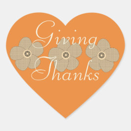 かわいらしく明るい与える感謝花のオレンジステッカー ハートシール
