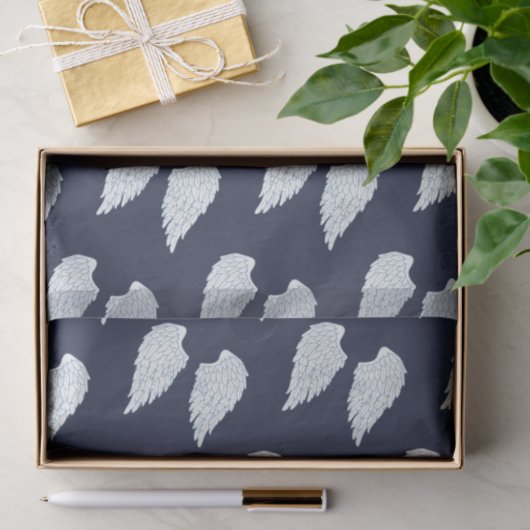 かわいらしく白い天使翼及び海軍 薄葉紙 (ギフト)