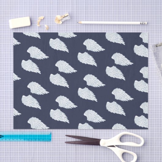 かわいらしく白い天使翼及び海軍 薄葉紙 (クラフト)