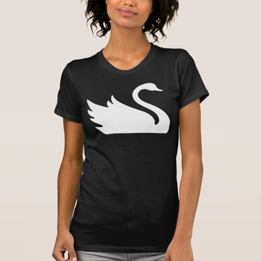 かわいらしく白い白鳥の鳥のプリント Tシャツ (正面)