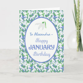 かわいらしく白いSnowdrops 1月のバースデー・カード カード