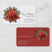 かわいらしく赤いクリスマスの休日の鐘の名刺 名刺 (正面/裏面)