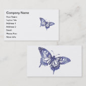 かわいらしく青いアゲハチョウの蝶モザイク 名刺 (正面/裏面)
