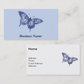 かわいらしく青いアゲハチョウの蝶モザイク 名刺 (正面/裏面)