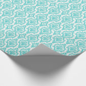 かわいらしく青いダマスク織の軽い音の包装紙 ラッピングペーパー (角)