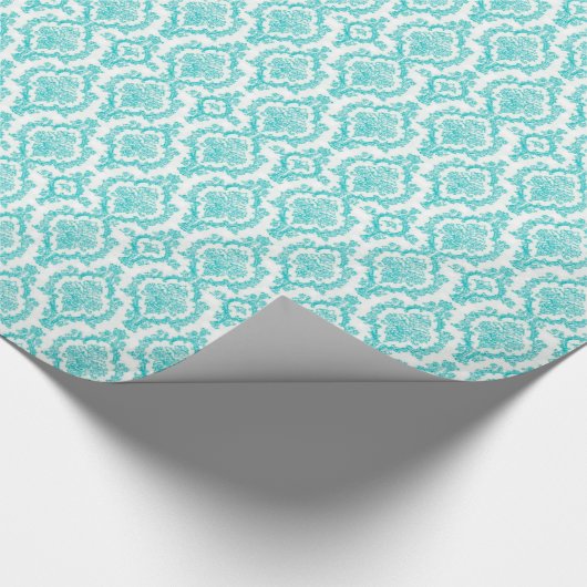 かわいらしく青いダマスク織の軽い音の包装紙 ラッピングペーパー (角)