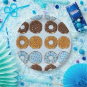 かわいらしく青いドーナツパターン紙皿 ペーパープレート (パーティー)