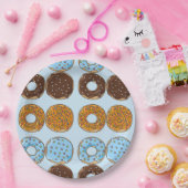 かわいらしく青いドーナツパターン紙皿 ペーパープレート (パーティー)